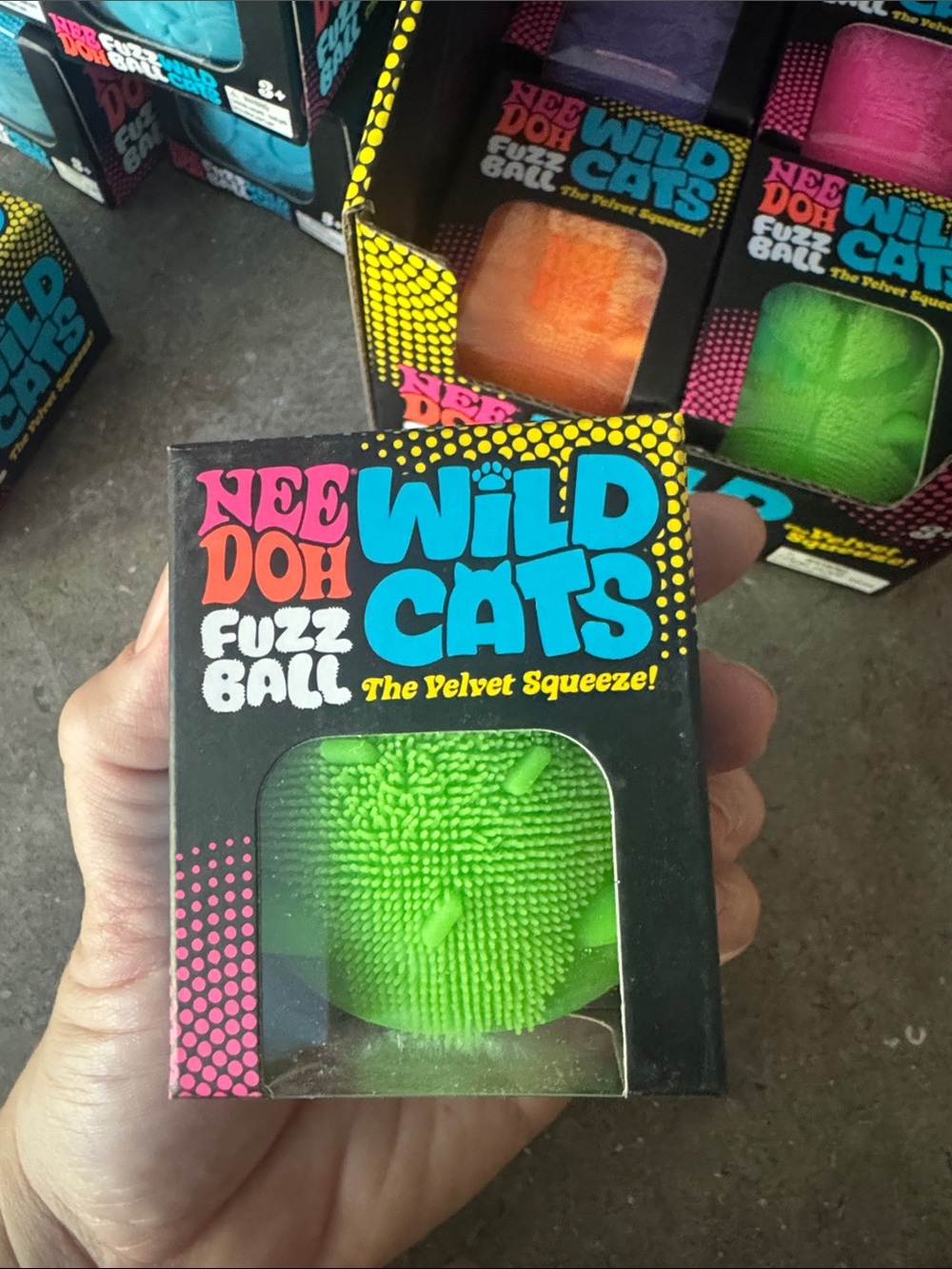 NEEDOH Wild Cats Fuzz Ball - Green bright eyed